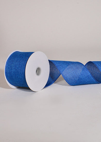 2.5" x 10Yds Wired Poly Linen Ribbon Royal Blue