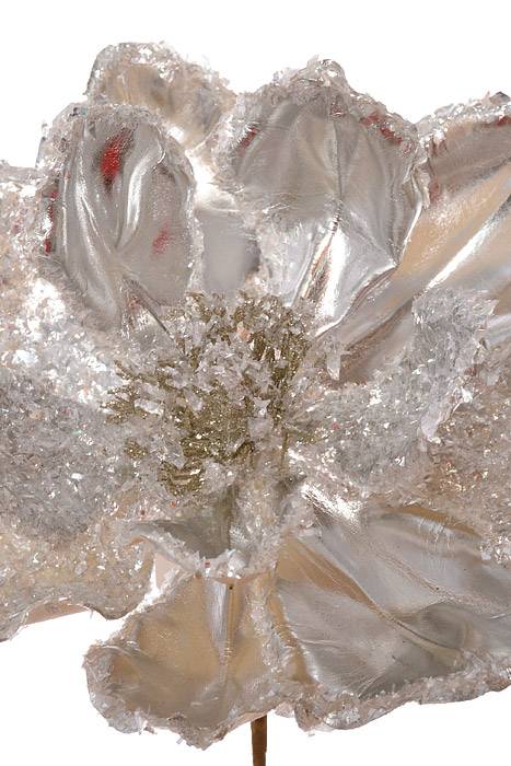 24" Metallic Ice Flakes Magnolia Stem Silver