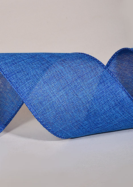 2.5" x 10Yds Wired Poly Linen Ribbon Royal Blue