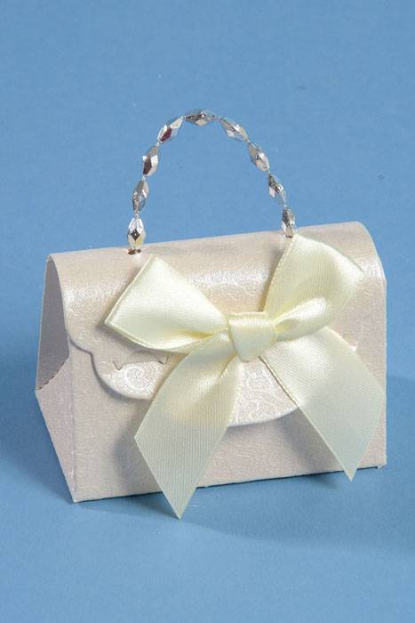 2.5" Handbag W/bow Tan/yellow/silver Pkg/25