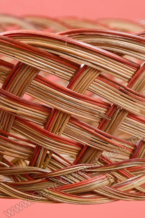 13" Round Coco Lacquered Basket W/handle Brown