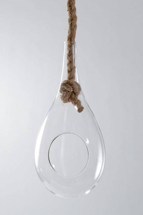 13&quot; Glass Hanging Teardrop Terrarium Clear