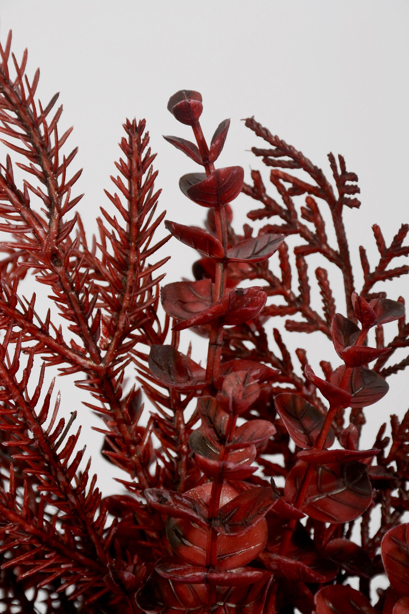 22" Artificial Mixed Leaf Bush Burgundy