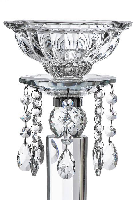 31.5&quot;h Crystal Candle Holder W/beads Clear