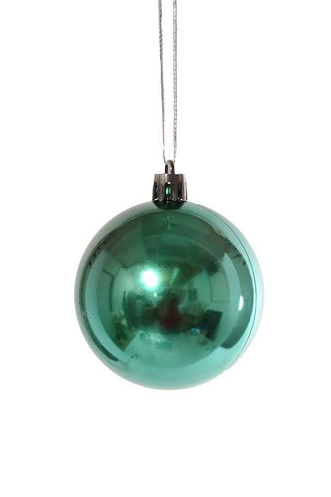 60mm Shiny Plastic Ball Teal Pkg/6