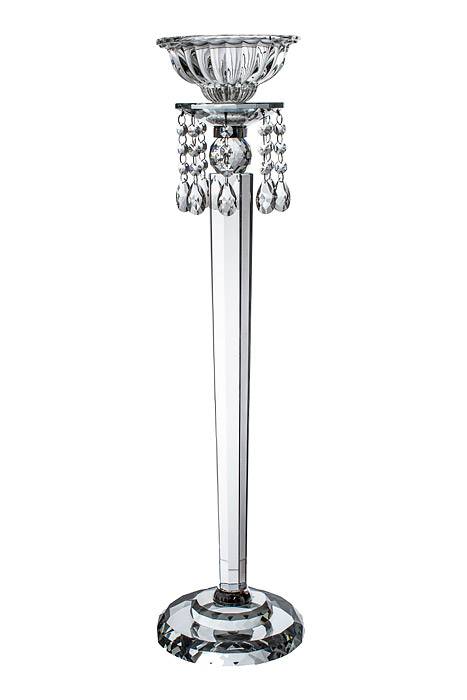 29.5&quot;h Crystal Candle Holder W/beads Clear