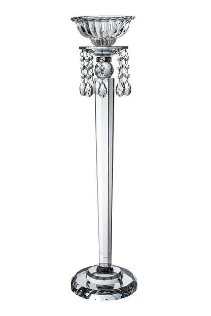 29.5&quot;h Crystal Candle Holder W/beads Clear