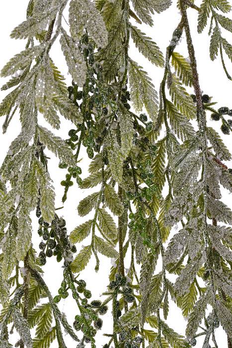 45"Hanging Frost Plastic pepper Berry Branch Frosted Green