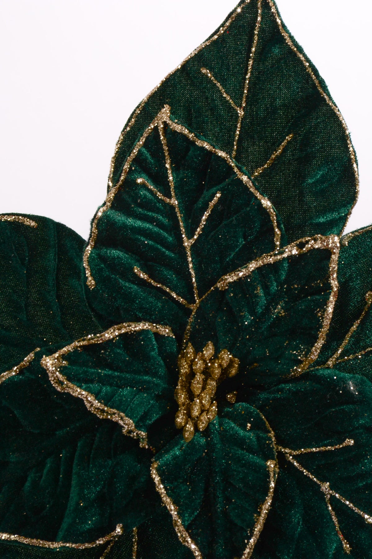 25" Velvet Poinsettia Stem Emerald Green