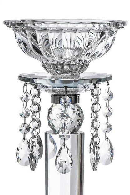 29.5&quot;h Crystal Candle Holder W/beads Clear
