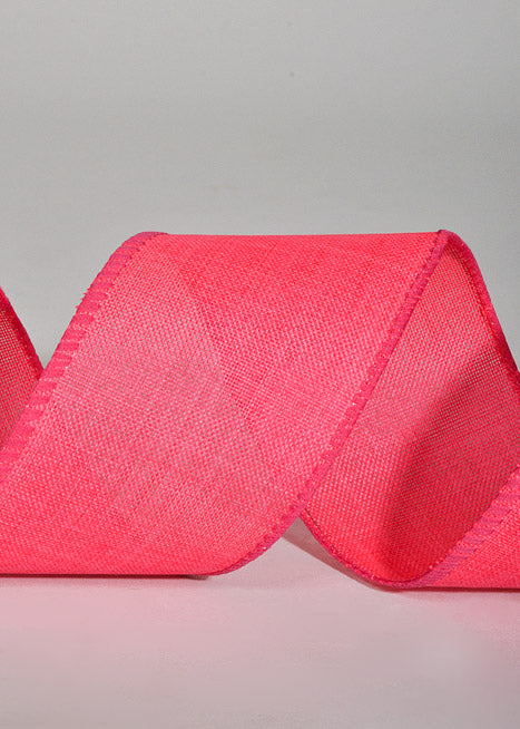 2.5" X 10Yds Wired Poly Linen Ribbon Hot Pink