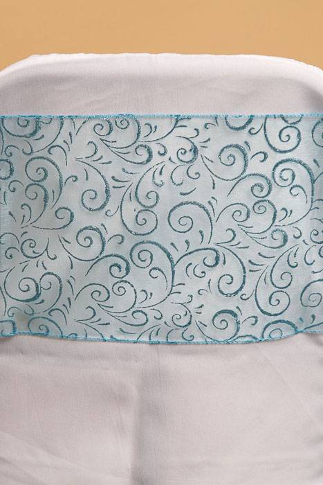 9" X 10ft Sparkle Swirl Organza Light Blue Pkg/6