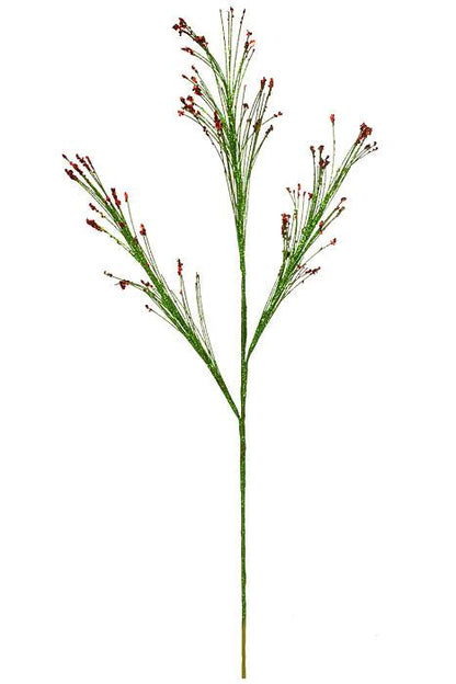 35" Glitter Sequin Tip Grass Spray Green/Red