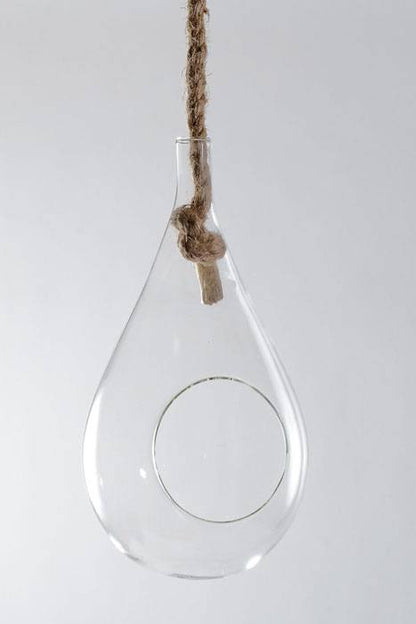 9&quot; Glass Hanging Teardrop Terrarium Clear