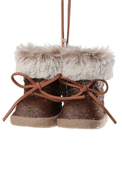 3" Faux Fur/leather Boots Ornament Natural Brown