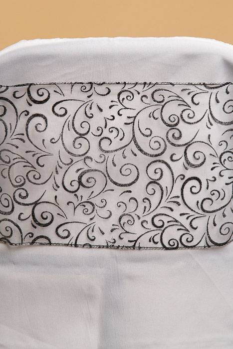 9" X 10ft Sparkle Swirl Organza White/black Pkg/6