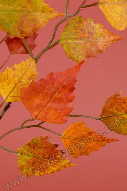 26" Autumn Birch Leaf Spray Mustard/green
