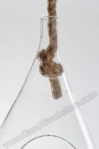 10&quot; Glass Hanging Teardrop Terrarium Clear