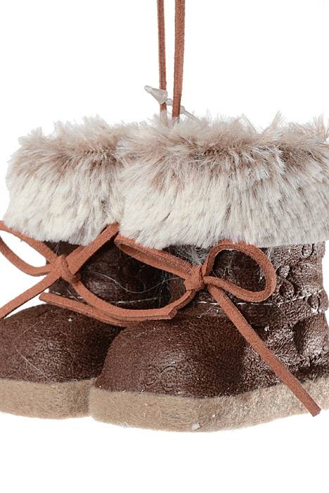 3" Faux Fur/leather Boots Ornament Natural Brown