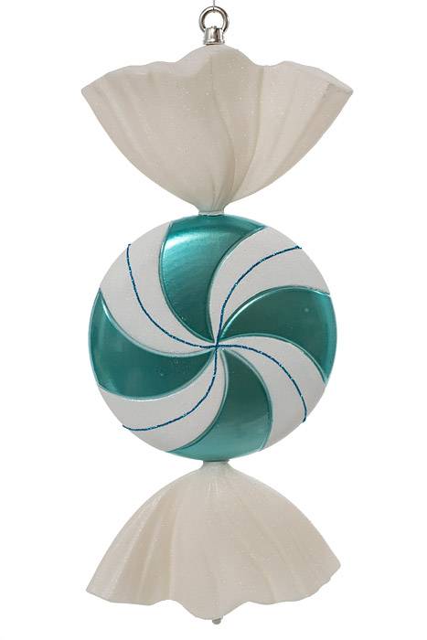 18.5" Falt Candy W/glitter Teal/white