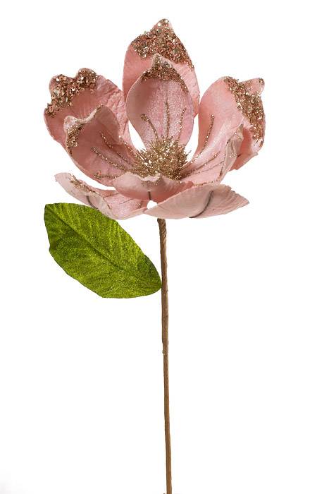 16" Magnolia Pick W/1 Leaf Pink