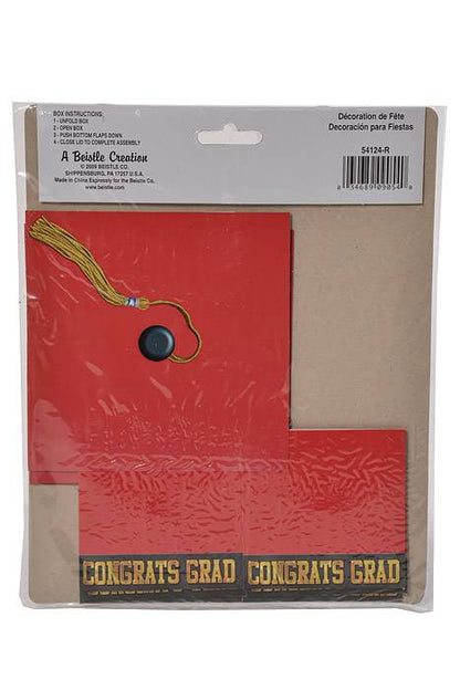 3.25 X 3.25" Grad Cap Favor Boxes Red Pkg/3