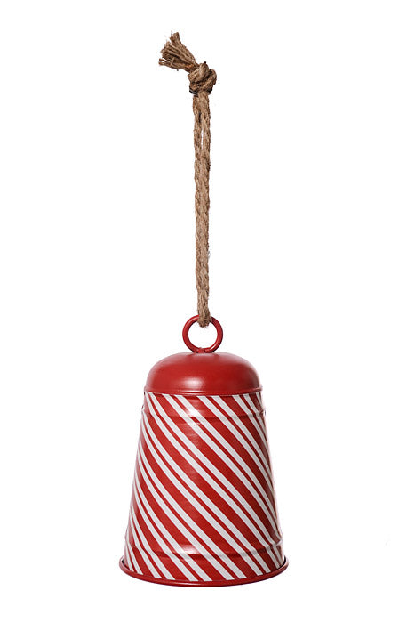 7.25" Bell Ornament Red/White
