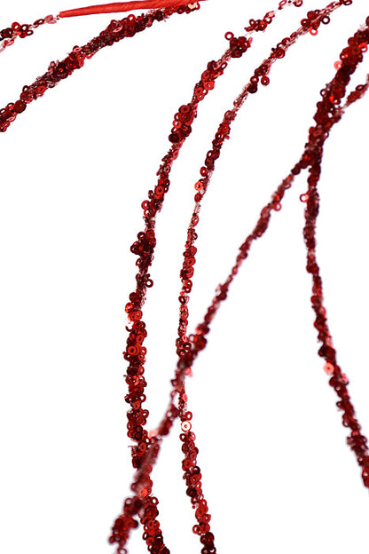 34" Sequin Willow Spray Red
