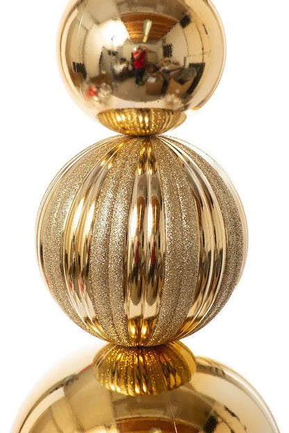 36" Large Ball Stack Shiny/glitter Finial Stake Gold