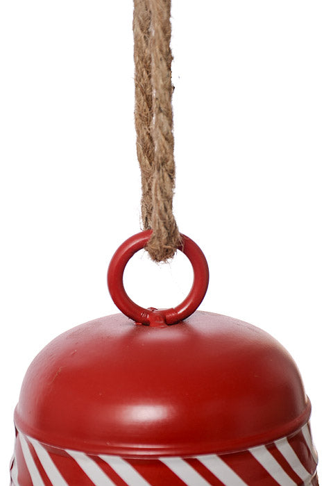 7.25" Bell Ornament Red/White