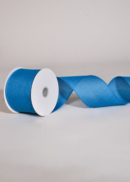 2.5" X 10Yds Wired Poly Linen Ribbon Turquoise