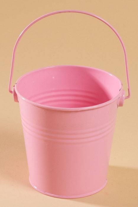 4" X 4" Metal Bucket W/handle Pink
