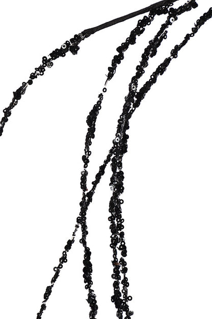 34" Sequin Willow Spray Black