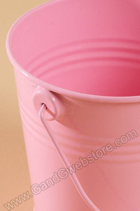 4" X 4" Metal Bucket W/handle Pink