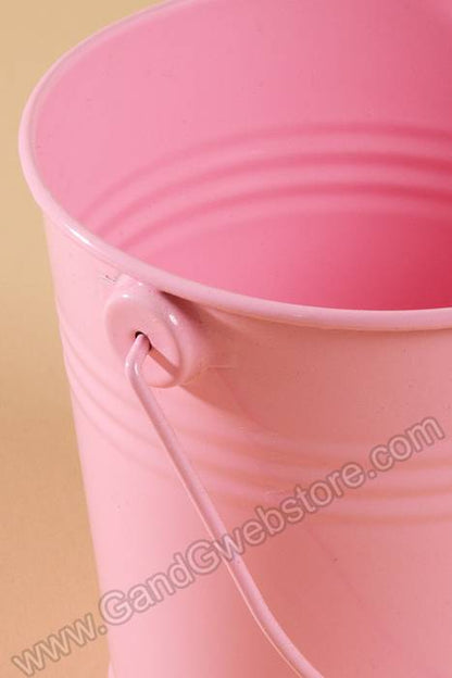 4" X 4" Metal Bucket W/handle Pink