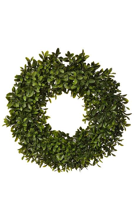 14" Plastic American Boxwood Candle Ring Green