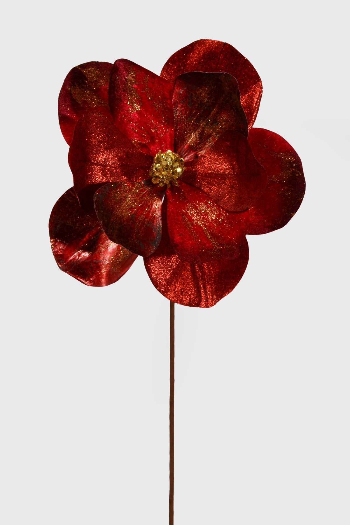 26" Glitter Magnolia Stem Red