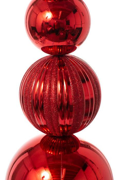 36" Lg Vp Ball Stack Shiny/glitter Finial Stake Red