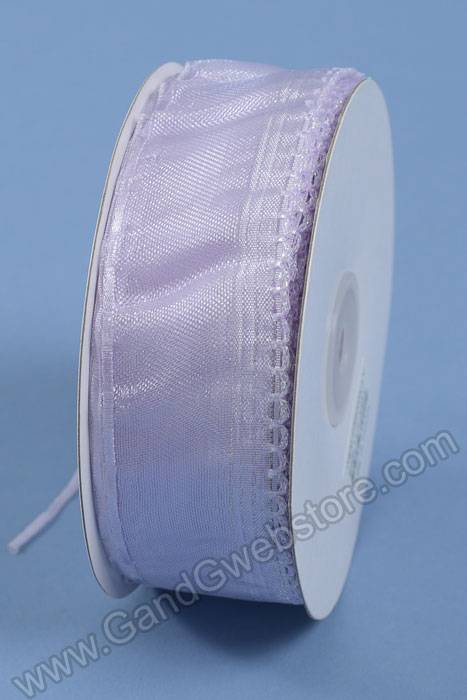1.5" X 25yds Side Pull Bow W/white Trim Lavender