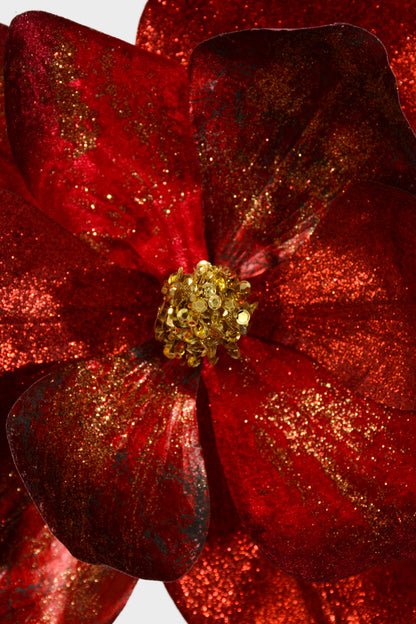 26" Glitter Magnolia Stem Red