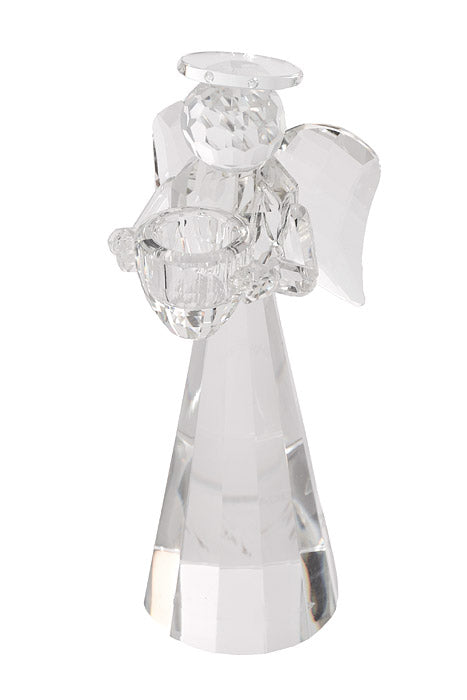 8&quot; Crystal Angel Candle Holder Clear