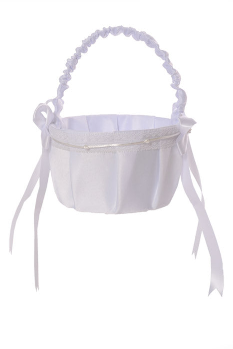 8" Fabric Basket With Pearl White
