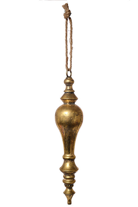 16" Metal Finial Hanging Ornament Champagne/Gold