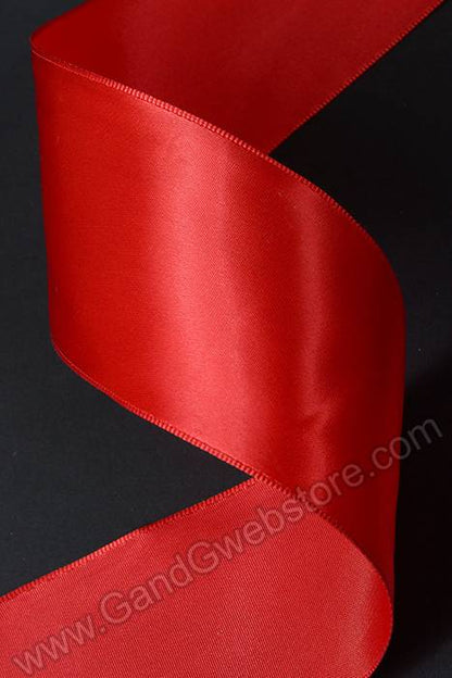 2.5" X 10yds Wired Satin Ribbon Red