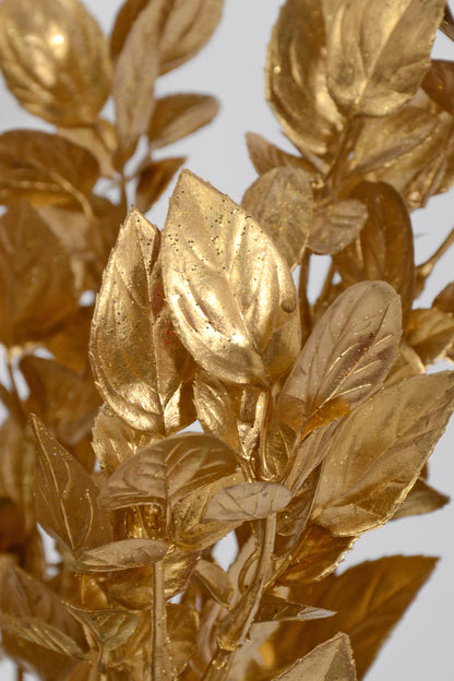 17.5" Glitter Leaf Bush Gold