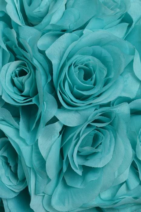 10&quot; Rose Ball W/ribbon Aqua