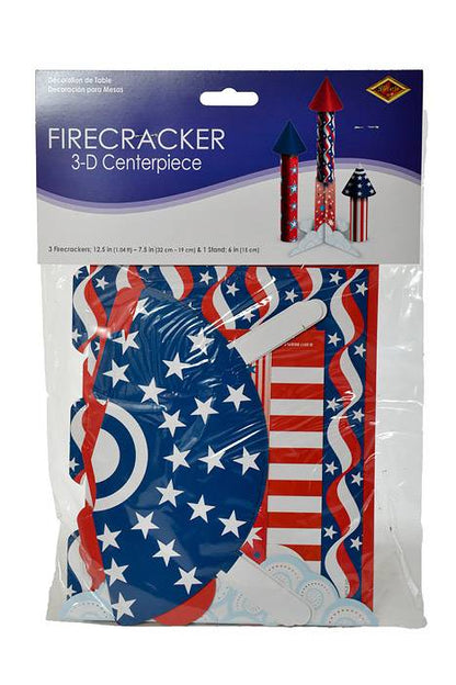 6-12.5" 3-D Firecracker Centerpiece Set Red/White/Blue