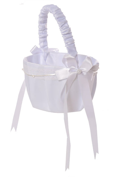 8" Fabric Basket With Pearl White