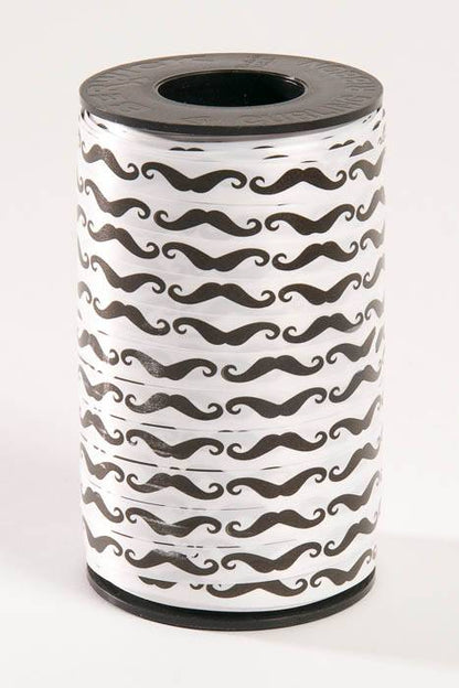 3/8" X 250yds Mustash Curling Ribbon Black/white