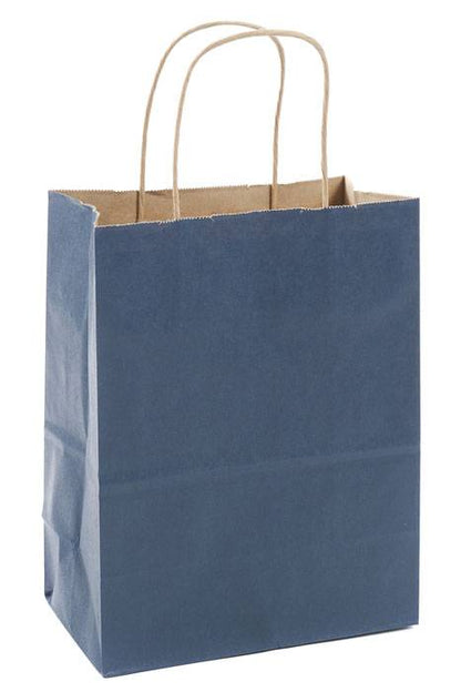 8" X 5" X 10" Cub Kraft Shopping Bag Navy Blue Pkg/10